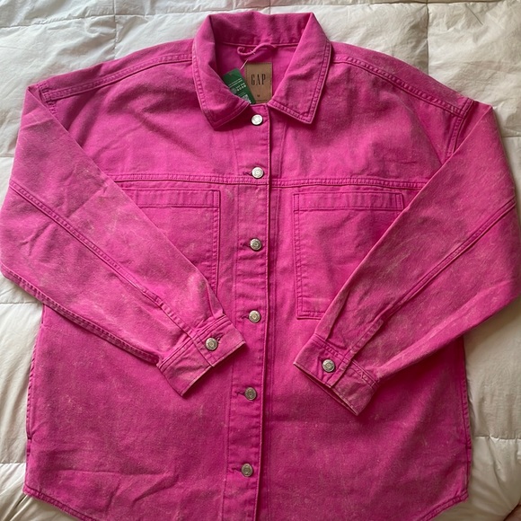 Gap Pink Distressed Oversized shacket - Picture 2 of 5